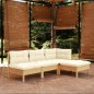 vidaXL Muebles de jardín 4 piezas cojines madera de pino color crema vidaXL Muebles de jardín 4 piezas cojines madera de pino color crema