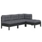 vidaXL Muebles de jardín 4 pzas con cojines negro madera de pino vidaXL Muebles de jardín 4 pzas con cojines negro madera de pino
