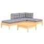 vidaXL Juego de muebles de jardín 5 pzas y cojines madera pino gris