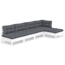 vidaXL Muebles de jardín 5 pzas con cojines blanco madera de pino