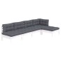 vidaXL Muebles de jardín 5 pzas con cojines blanco madera de pino vidaXL Muebles de jardín 5 pzas con cojines blanco madera de pino
