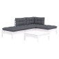 vidaXL Muebles de jardín 5 pzas con cojines blanco madera de pino vidaXL Muebles de jardín 5 pzas con cojines blanco madera de pino