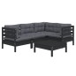 vidaXL Muebles de jardín 5 pzas con cojines negro madera de pino vidaXL Muebles de jardín 5 pzas con cojines negro madera de pino