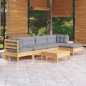 vidaXL Juego de muebles de jardín 6 pzas y cojines madera pino gris vidaXL Juego de muebles de jardín 6 pzas y cojines madera pino gris
