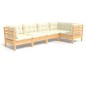 vidaXL Muebles de jardín 5 piezas cojines madera de pino crema