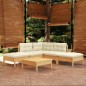 vidaXL Muebles de jardín 6 piezas cojines madera de pino color crema vidaXL Muebles de jardín 6 piezas cojines madera de pino color crema