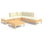 vidaXL Muebles de jardín 6 piezas cojines madera de pino color crema vidaXL Muebles de jardín 6 piezas cojines madera de pino color crema