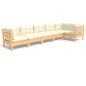vidaXL Muebles de jardín 6 pzas y cojines madera maciza de pino crema