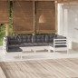 vidaXL Muebles de jardín 6 pzas con cojines blanco madera de pino vidaXL Muebles de jardín 6 pzas con cojines blanco madera de pino