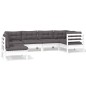 vidaXL Muebles de jardín 6 pzas con cojines blanco madera de pino vidaXL Muebles de jardín 6 pzas con cojines blanco madera de pino