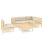 vidaXL Muebles de jardín 6 piezas cojines madera de pino color crema vidaXL Muebles de jardín 6 piezas cojines madera de pino color crema