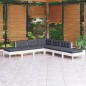 vidaXL Muebles de jardín 7 pzas con cojines blanco madera de pino