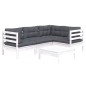 vidaXL Muebles de jardín 5 pzas con cojines blanco madera de pino vidaXL Muebles de jardín 5 pzas con cojines blanco madera de pino