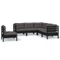 vidaXL Muebles de jardín 5 pzas con cojines negro madera de pino vidaXL Muebles de jardín 5 pzas con cojines negro madera de pino