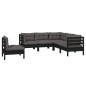 vidaXL Muebles de jardín 5 pzas con cojines negro madera de pino vidaXL Muebles de jardín 5 pzas con cojines negro madera de pino