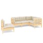 vidaXL Muebles de jardín 5 piezas cojines madera de pino crema vidaXL Muebles de jardín 5 piezas cojines madera de pino crema