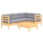 vidaXL Juego de muebles de jardín 5 pzas y cojines madera pino gris vidaXL Juego de muebles de jardín 5 pzas y cojines madera pino gris