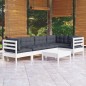 vidaXL Muebles de jardín 6 pzas con cojines blanco madera de pino vidaXL Muebles de jardín 6 pzas con cojines blanco madera de pino