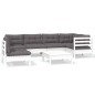 vidaXL Muebles de jardín 7 pzas con cojines blanco madera de pino