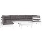 vidaXL Muebles de jardín 7 pzas con cojines blanco madera de pino