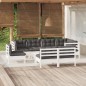 vidaXL Muebles de jardín 9 pzas y cojines blanco madera maciza de pino vidaXL Muebles de jardín 9 pzas y cojines blanco madera maciza de pino