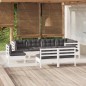vidaXL Muebles de jardín 8 pzas y cojines blanco madera maciza de pino vidaXL Muebles de jardín 8 pzas y cojines blanco madera maciza de pino