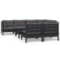 vidaXL Muebles de jardín 8 pzas con cojines negro madera maciza pino vidaXL Muebles de jardín 8 pzas con cojines negro madera maciza pino
