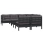 vidaXL Muebles de jardín 8 pzas con cojines negro madera maciza pino vidaXL Muebles de jardín 8 pzas con cojines negro madera maciza pino