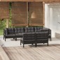 vidaXL Muebles de jardín 7 pzas y cojines negro madera maciza de pino vidaXL Muebles de jardín 7 pzas y cojines negro madera maciza de pino