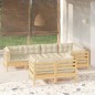 vidaXL Muebles de jardín 7 pzas y cojines madera maciza de pino crema vidaXL Muebles de jardín 7 pzas y cojines madera maciza de pino crema