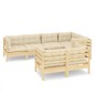 vidaXL Muebles de jardín 7 pzas y cojines madera maciza de pino crema vidaXL Muebles de jardín 7 pzas y cojines madera maciza de pino crema