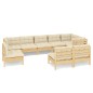 vidaXL Muebles de jardín 9 piezas y cojines madera maciza de pino vidaXL Muebles de jardín 9 piezas y cojines madera maciza de pino