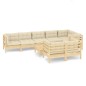 vidaXL Muebles de jardín 9 pzas y cojines madera maciza de pino crema vidaXL Muebles de jardín 9 pzas y cojines madera maciza de pino crema