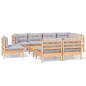 vidaXL Juego de muebles de jardín 9 pzas y cojines madera maciza pino vidaXL Juego de muebles de jardín 9 pzas y cojines madera maciza pino