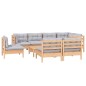 vidaXL Juego de muebles de jardín 9 pzas y cojines madera maciza pino vidaXL Juego de muebles de jardín 9 pzas y cojines madera maciza pino