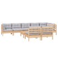 vidaXL Juego de muebles de jardín 9 pzas y cojines madera maciza pino