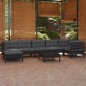 vidaXL Muebles de jardín 8 pzas y cojines negro madera maciza de pino