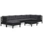 vidaXL Muebles de jardín 8 pzas y cojines negro madera maciza de pino