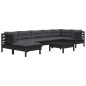 vidaXL Muebles de jardín 8 pzas y cojines negro madera maciza de pino