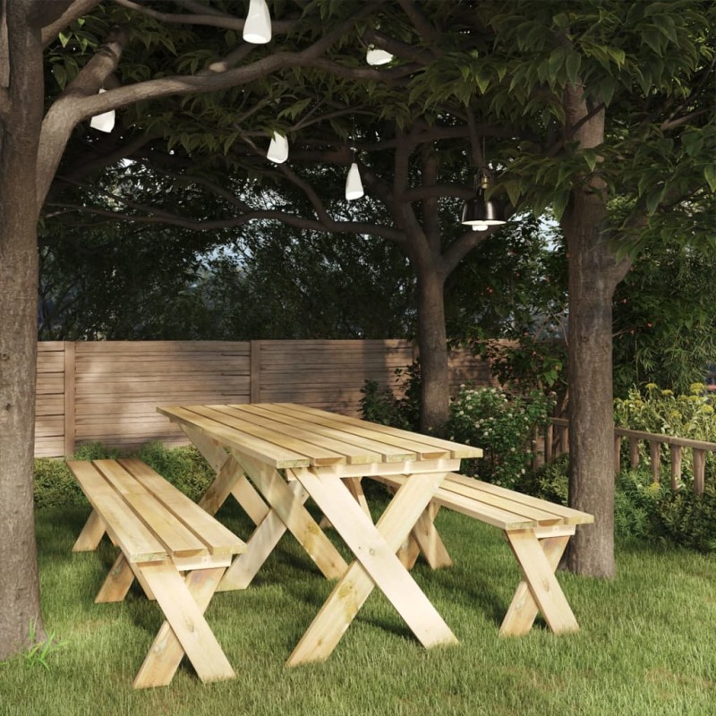 vidaXL Juego de comedor de jardín 3 piezas madera de pino impregnada vidaXL Juego de comedor de jardín 3 piezas madera de pino impregnada