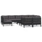 vidaXL Muebles de jardín 10 pzas con cojines negro madera maciza pino vidaXL Muebles de jardín 10 pzas con cojines negro madera maciza pino