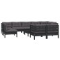 vidaXL Muebles de jardín 10 pzas con cojines negro madera maciza pino vidaXL Muebles de jardín 10 pzas con cojines negro madera maciza pino