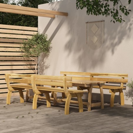 vidaXL Juego de comedor de jardín 3 piezas madera de pino impregnada 