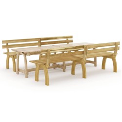 vidaXL Juego de comedor de jardín 3 piezas madera de pino impregnada 