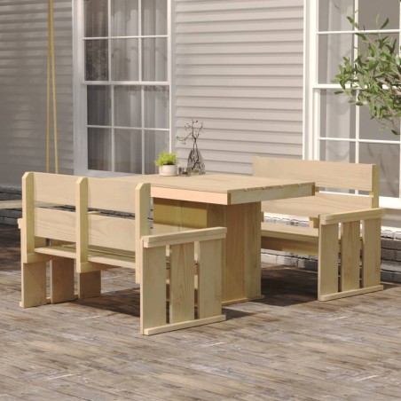 vidaXL Juego de comedor de jardín 3 piezas madera de pino impregnada 