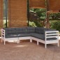 vidaXL Muebles de jardín 5 pzas con cojines blanco madera maciza pino vidaXL Muebles de jardín 5 pzas con cojines blanco madera maciza pino