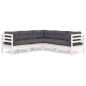 vidaXL Muebles de jardín 5 pzas con cojines blanco madera maciza pino vidaXL Muebles de jardín 5 pzas con cojines blanco madera maciza pino
