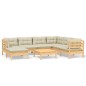 vidaXL Muebles de jardín 8 pzas y cojines madera maciza de pino crema