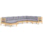 vidaXL Juego de muebles de jardín 8 pzas y cojines madera maciza pino