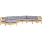 vidaXL Juego de muebles de jardín 8 pzas y cojines madera maciza pino